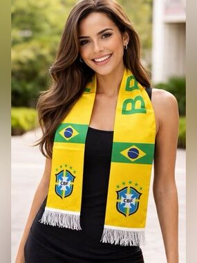 Brazil Green Yellow Patriotic Soccer Fan Gear World Cup Game Day Team Scarf